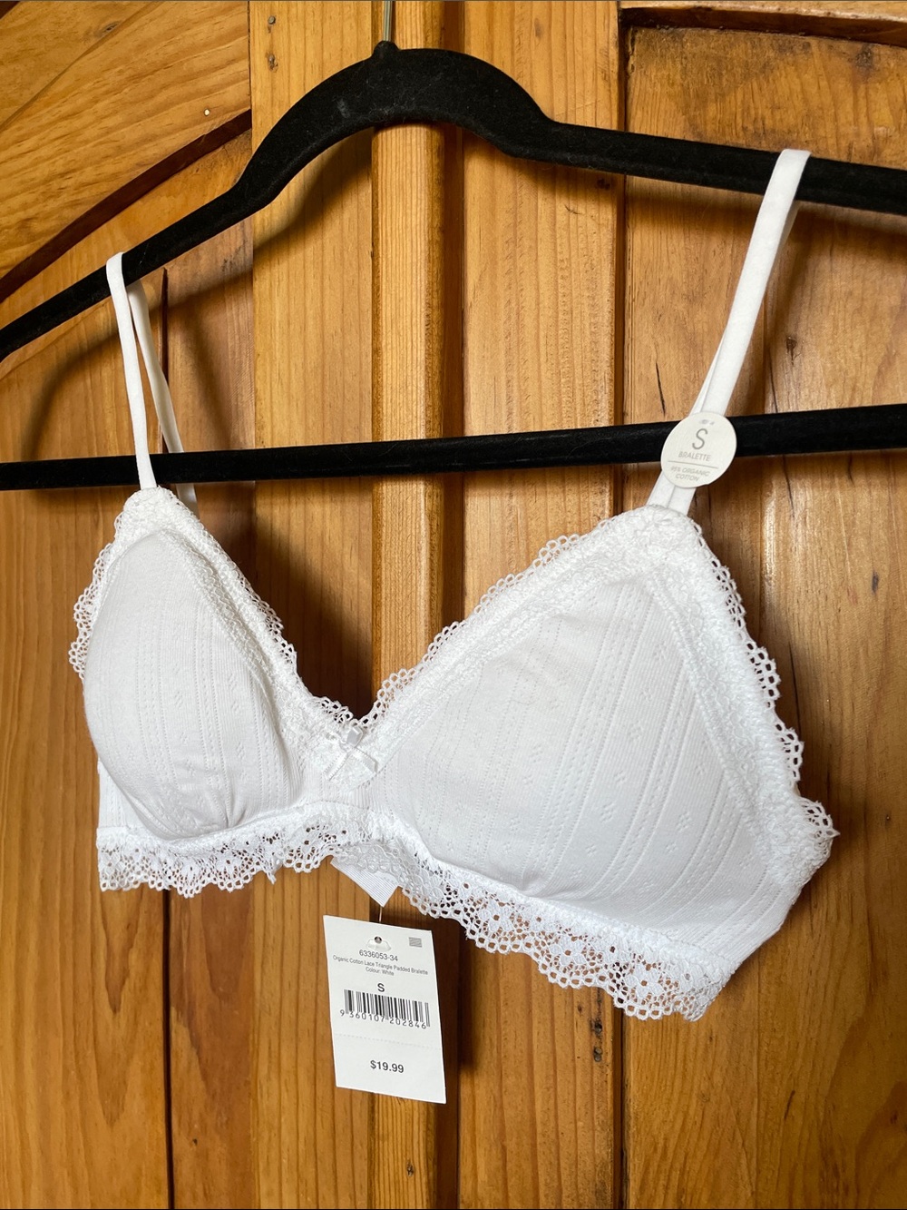 Cotton Lace Triangle Padded Bralette - Picture 5 of 7